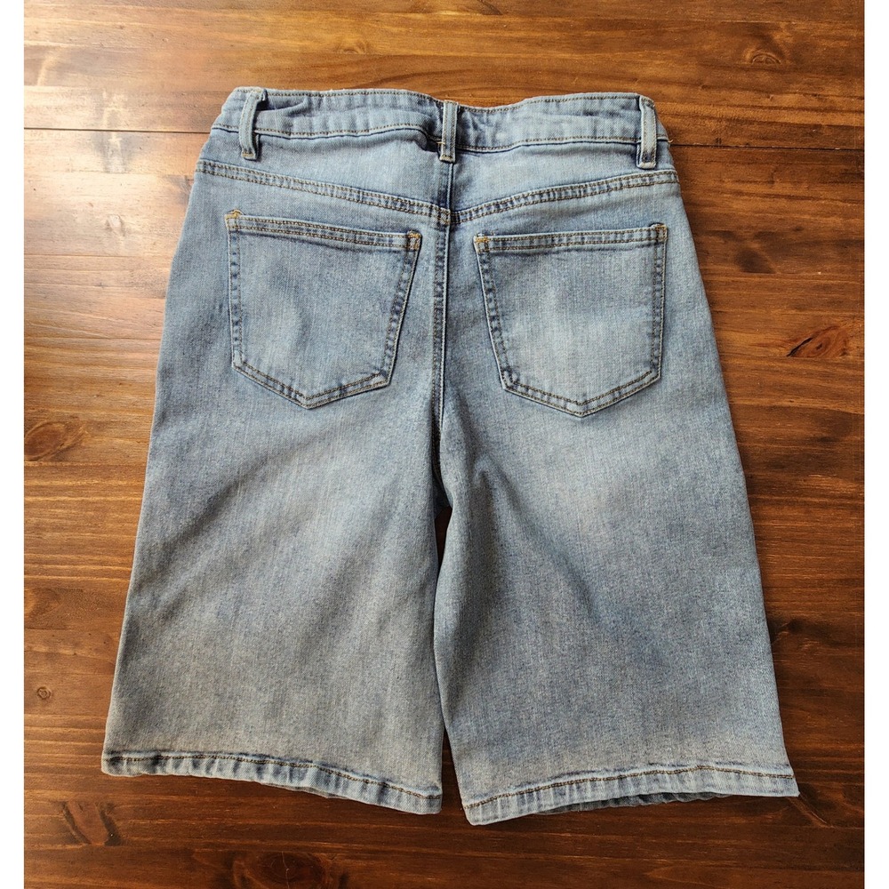 Blue Spice Grunge Bermuda Denim Shorts Longline Light Wash Size 1 Blue - Picture 2 of 9